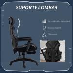 Cadeira de Gaming com Apoio para os Pés Retrátil Cadeira de Escritório Reclinável com Apoio para a Cabeça e Altura Ajustável 65x65x119 - 129cm Preto