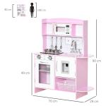 Cozinha Infantil para Crianças acima de 3 Anos Cozinha Infantil com Luzes Sons Lavatório Fogão e Forno 70x29x90cm Rosa