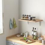 Mesa Dobrável de Parede Mesa Auxiliar Suspensa para Cozinha Sala de Jantar 60x40x20cm Madeira Natural