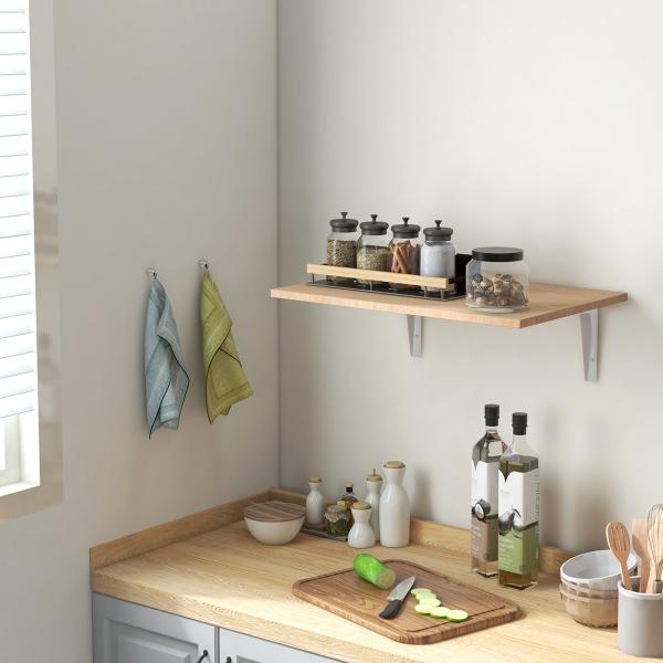 Mesa Dobrável de Parede Mesa Auxiliar Suspensa para Cozinha Sala de Jantar 60x40x20cm Madeira Natural