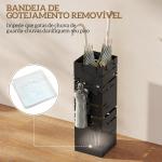 Suporte para Guarda Chuva Metálico com 4 Ganchos e Bandeja de Recolha de Gotas Removível 15,5x15,5x49 cm Branco