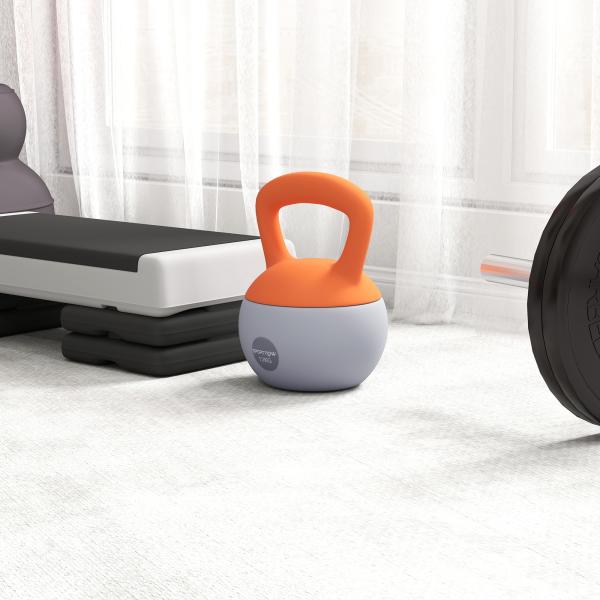 Kettlebell de kg Pesa Russa Preenchida de Areia Metálica e Alça Antiderrapante para Treino em Casa Ginásio Ø21x30 cm Laranja