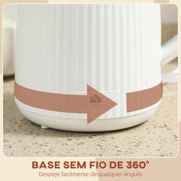 Jarro Elétrico 1,7 L 2200 W com Filtro Anticalcário Removível Desligamento Automático Base Giratória 360° Creme