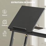 Mesa Reclinável para Cama e Sofá, Tabuleiro Dobrável com Gaveta Lateral para Computador Portátil e Livros, Cinco Alturas, Preto