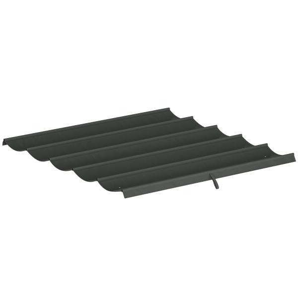 Cobertura para Pérgola 2,5x2,55 m Teto de Substituição Retrátil para Pérgola com 10 Orifícios de Drenagem Cinza Escuro