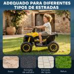 Quadriciclo Elétrico para Crianças de 3 - 5 Anos Veículo Eléctrico a Bateria 12V com 2 Motores 83x53x55,5 cm Amarelo