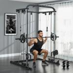 Máquina Multi Estação de Musculação Máquina de Musculação com Suporte para Agachamentos e Barra para Pesos 210x132x225 cm Preto