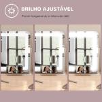 Espelho de Maquilhagem com Luzes 3 Modos de Iluminação Suporte para Telemóvel e Entrada USB 62,5x14x49,5 cm Branco
