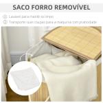 Cesto de Roupa Suja de Bambu 100L com 2 Compartimentos e Forro Removível 62,5x37x60,5 cm Madeira