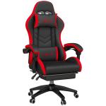 Cadeira Gaming Ergonómica Reclinável 135° de Couro PU com Suporte Lombar Altura Ajustável 65x65x129 cm Preto e Vermelho