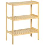 Estante de Bambu de 3 Níveis Móvel Organizador Multifuncional para Casa de Banho Cozinha Sala de Estar 62x33x80cm Natural
