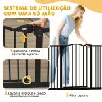 Barreira de Segurança para Cães com Largura Ajustável 74 - 100 cm e Extensões para Escadas e Portas Preto
