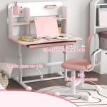 Conjunto de Secretária e Cadeira para Crianças Secretária Infantil Altura Ajustável 80x55x107,5 cm Rosa