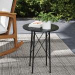 Mesa de Jardim Redonda Mesa de Varanda Ø40x50 cm com Pés Ajustáveis e Estrutura em Forma de X para Exterior e Interior Preto