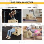 Caixa Pliométrica de Madeira 3 em 1 Plataforma de Caixa Pliométrica com 3 Alturas Diferentes 2 Pegas Treino de Salto Força 40,5x35,5x30,5 cm Madeira