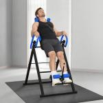 Mesa de Inversão Dobrável com Cinto de Segurança Altura Regulável para Utilizadores de 1,30 a 1,90 m 79x114x153 cm Preto e Azul