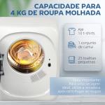 Máquina de Secar Roupa 4 kg 800W com Função Anti - Vincos Esterilização 5 Programas Carga Frontal 48x40x56 cm Branco