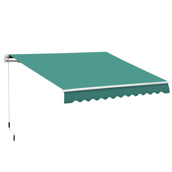 Toldo Manual 395x245 cm Toldo de Varanda Pátio com Manivela de Alumínio e Tecido de Poliéster 280 g/m² Verde
