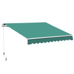 Toldo Manual 395x245 cm Toldo de Varanda Pátio com Manivela de Alumínio e Tecido de Poliéster 280 g/m² Verde