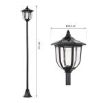 Candeeiro Solar com Painel Solar Candeeiro de Jardim com 6 LEDS Autonomia 6 - 8 horas Ø26x177 cm Preto