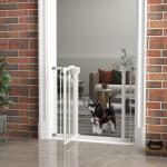Barreira de Segurança para Cães com Largura Ajustável 74 - 94 cm e Extensão para Escadas e Portas Branco