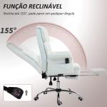 Cadeira de Escritório com Massagem em 6 Pontos Apoio para os Pés Retrátil Controlo Remoto e Suporte Lombar 69x65x115 cm Branco