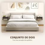 Conjunto de 2 Mesas de Cabeceira Suspensas com Gaveta Prateleira Aberta para Quarto 37x32x21 cm Preto Brilhante