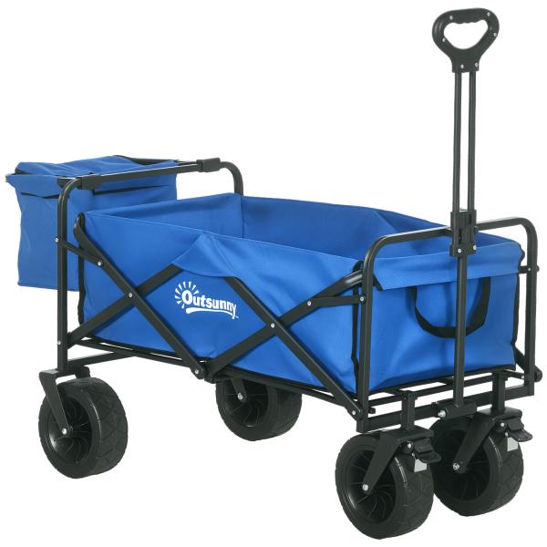 Carrinho de Transporte Dobrável com Bolsa Térmica Removível Capacidade 100 kg para Campismo Praia 113x57x77 - 100 cm Azul