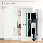 Porta de Correr de Vidro 102,5x205 cm Porta de Correr de Vidro com Trilho Translúcida