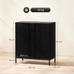 Aparador para Sala de Estar Moderno com Prateleira Ajustável e Base Elevada 80x40x90 cm Preto