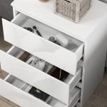 Cómoda com 3 Gavetas de Madeira Cómoda de Dormitório Cómoda Branca Estilo Moderno 55x34x75 cm Branco Brilhante