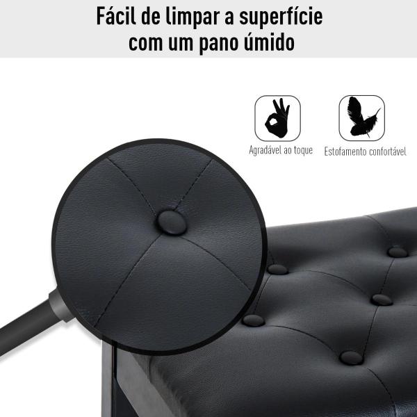 Banco de Piano Banco para Piano com Espaço de Armazenamento Assento de Couro Sintético Acolchoado76x36x50cm Preto