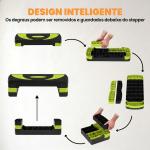 Step para Exercício Aeróbico Plataforma Step com Altura Ajustável em 3 Níveis 80x31x10 - 20 cm Verde e Preto