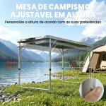 Conjunto de Campismo de 5 Peças Mesa Dobrável com Assentos Inclui 1 Mesa Ajustável em Altura com Orifício e 4 Assentos Preto