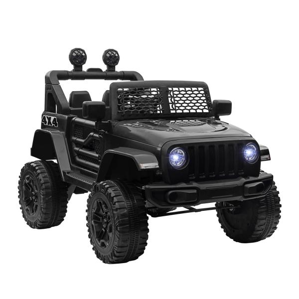 Carro Elétrico para Crianças com Bateria de 12V 2 Motores Controlo Remoto 2,4G Faróis Buzina Velocidade Ajustável 100x65x72 cm Preto