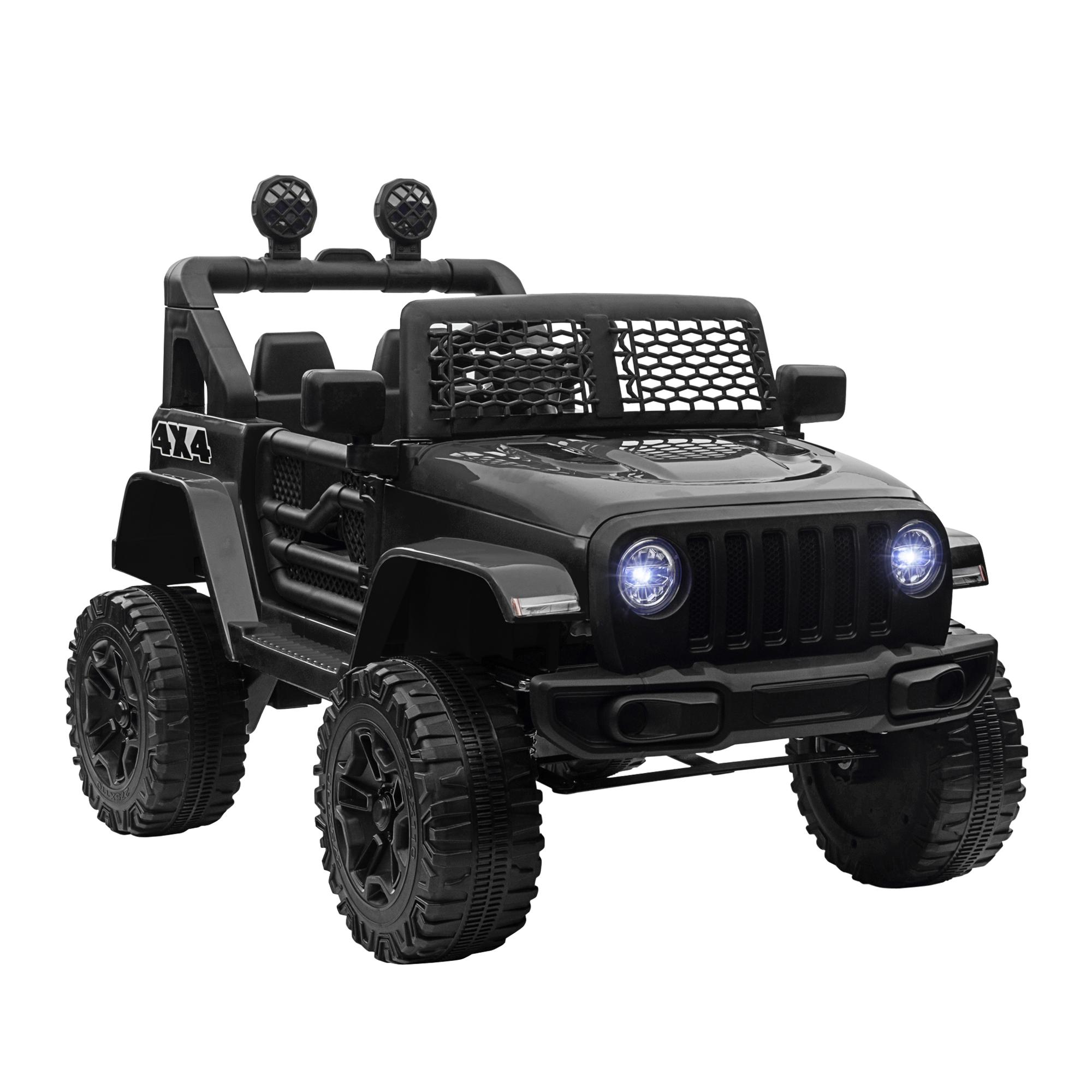 Carro Elétrico para Crianças com Bateria de 12V 2 Motores Controlo Remoto 2,4G Faróis Buzina Velocidade Ajustável 100x65x72 cm Preto