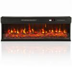 Lareira Elétrica de Encastrar ou Independente 750/1500W, 3 Lados, 12 Cores de Chama 3D, Termóstato, Telecomando, Preta