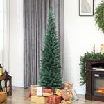Árvore de Natal Slim 180 cm Árvore de Natal Artificial com 321 Ramos Suporte Metálico Decoração para Interior Verde