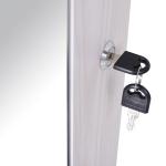Espelho com Móvel de Bijuterias de Parede ou Porta Espelho de Parede com LED 5 Prateleiras 2 Gavetas pequenas e Fechadura 37x120x10cm Cinza Claro