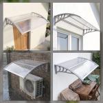 Marquise para Portas e Janelas 100x75 cm Toldo de Proteção contra Sol e Chuva com Cobertura de Policarbonato e Barra de Alumínio Transparente