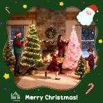 Árvore de Natal Artificial 210cm Ignífugo com 1036 Ramos 53 Decorações Folhas de PVC e Suporte Metálico Verde