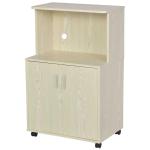 Armário Auxiliar para Microondas Armário de Cozinha Baixo com Armário de 2 Portas e Prateleira Ajustável com Rodas Carga 70 kg 60,4x40,3x97cm Carvalho