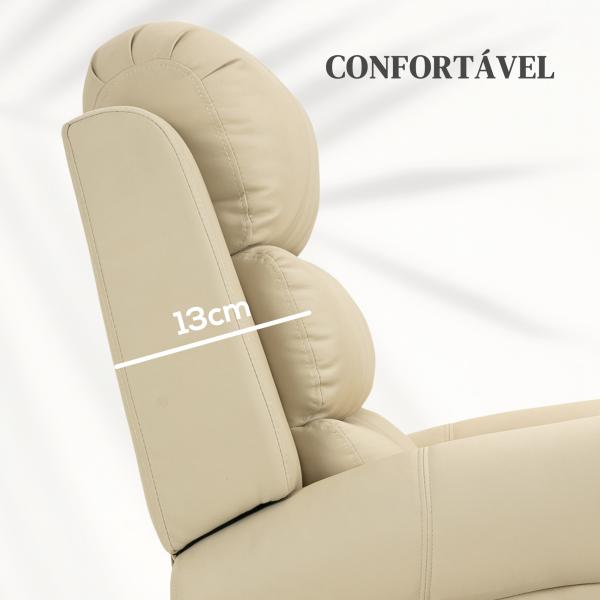 Poltrona Reclinável Elétrica Levanta Pessoas com Massagem Vibratória e Aquecimento 98x96x105 cm Creme