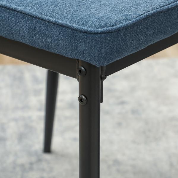 Conjunto de 2 Cadeiras de Jantar Modernas Cadeiras de Cozinha com Assento Acolchoado e Estofado Encosto Curvo 45x57x86 cm Azul Escuro