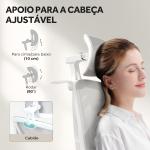 Cadeira de Escritório de Malha Reclinável com Apoio para a Cabeça Ajustável e Altura Regulável 71x70x109 - 119 cm Cinza