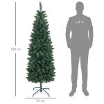 Árvore de Natal Tipo Lápis 180 cm com Base Dobrável e 479 Ramos para Escritório Verde