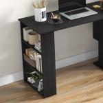 Mesa de Computador Secretária Mesa de Canto Giratória 360° com 5 Prateleiras 120x110x74,5 cm Preto