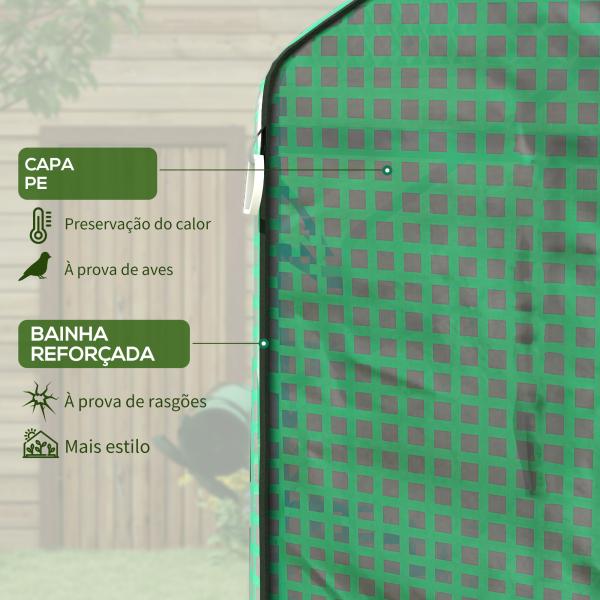Cobertura de Substituição para Estufa 140x143x190 cm com Janela Porta Anti - UV Proteção de Plantas para Jardim Verde