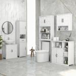 Coluna de Casa de Banho com 2 Portas 1 Gaveta Prateleira Aberta e Prateleiras Ajustáveis 40x30x164 cm Branco