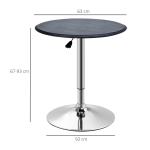 Mesa de Bar com Altura Ajustável Giratória 360° com Base Redonda Mesa Alta Moderna para Cozinha Ø63x67 - 93 cm Preto